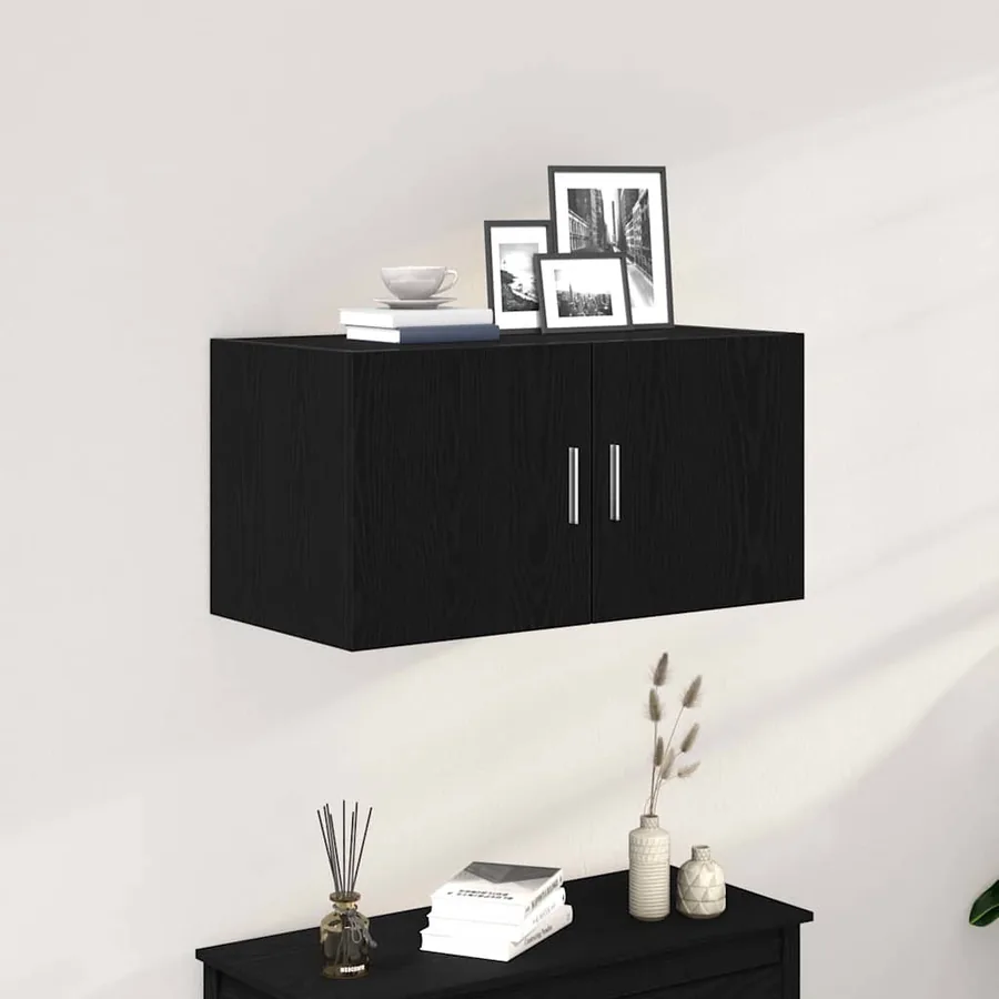 Armoire murale chêne noir 80x39x40 cm bois d'ingénierie