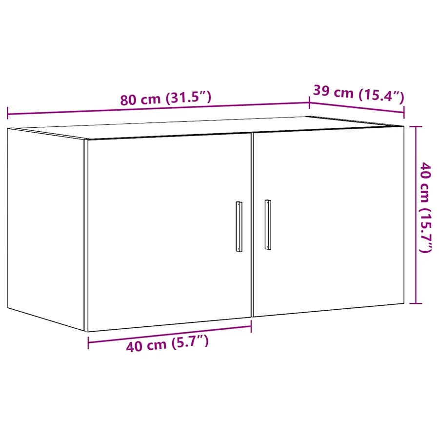 Armoire murale chêne noir 80x39x40 cm bois d'ingénierie - 11