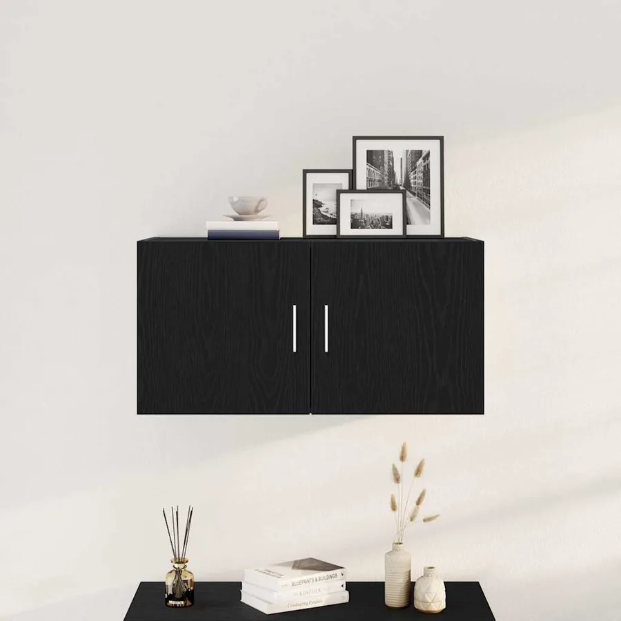Armoire murale chêne noir 80x39x40 cm bois d'ingénierie - 3