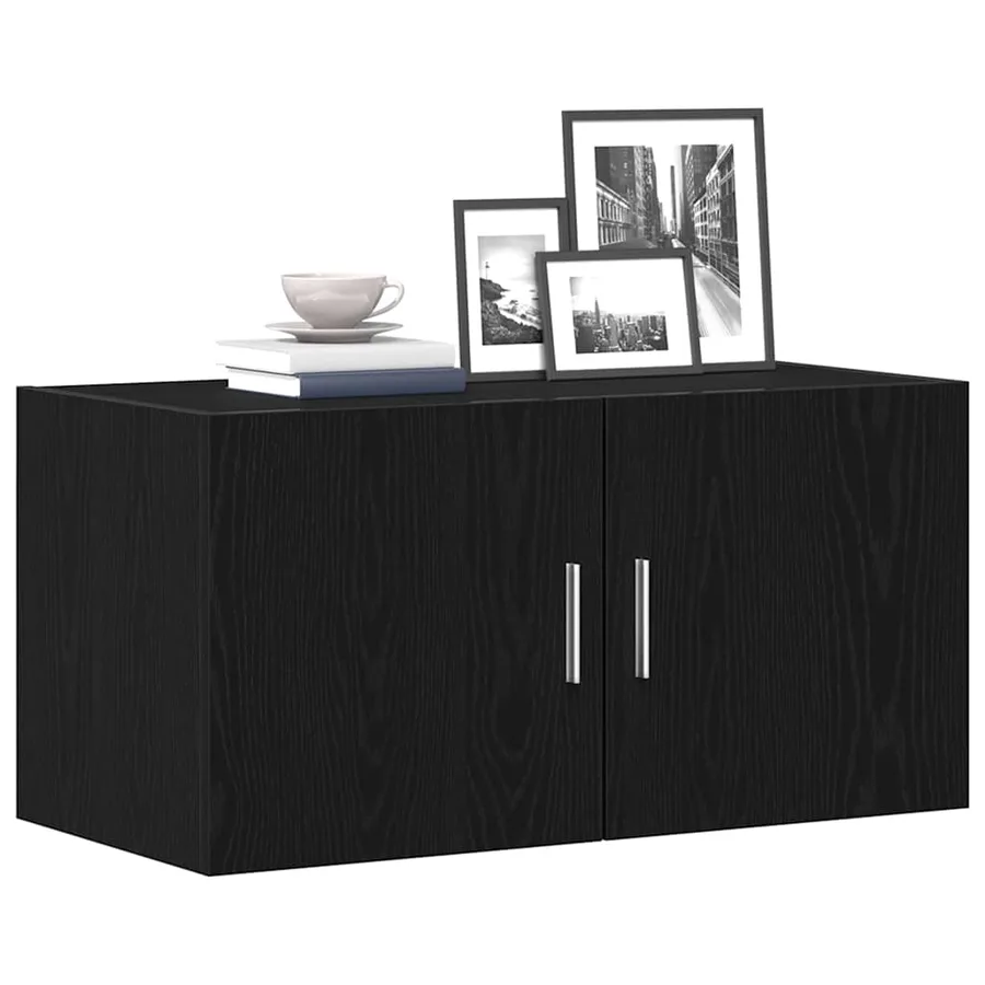 Armoire murale chêne noir 80x39x40 cm bois d'ingénierie - 4