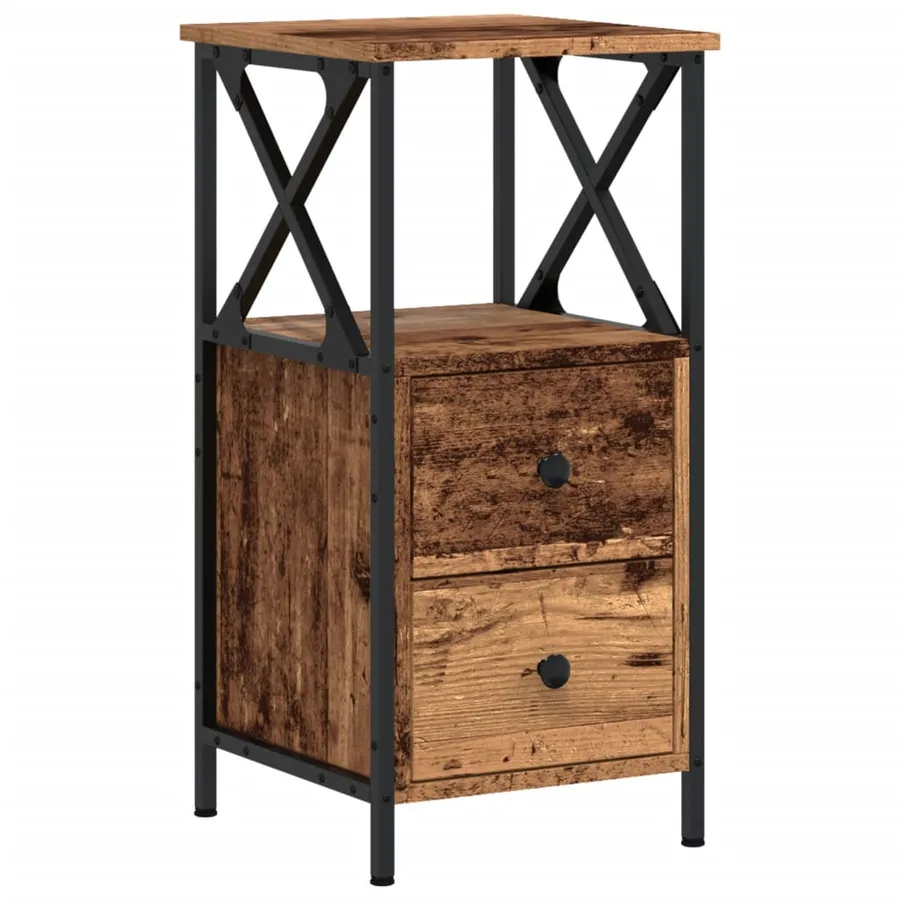 Table de chevet vieux bois 34x35,5x70 cm bois d'ingénierie - 2