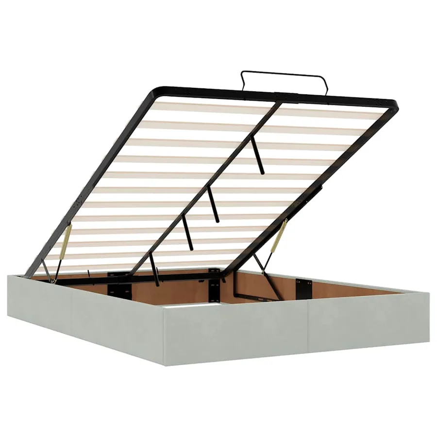 Cadre de lit ottoman avec matelas gris clair 140x200 cm velours - 12