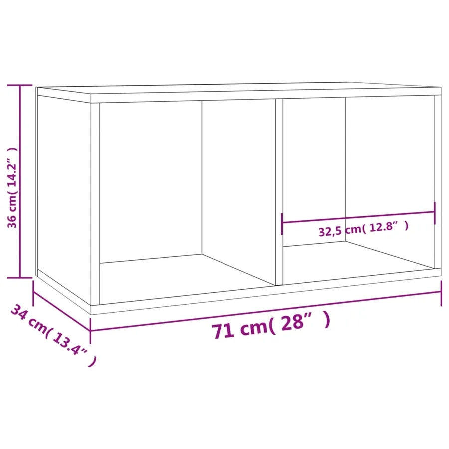 Boîte de rangement de vinyles Gris béton 71x34x36 cm - 9