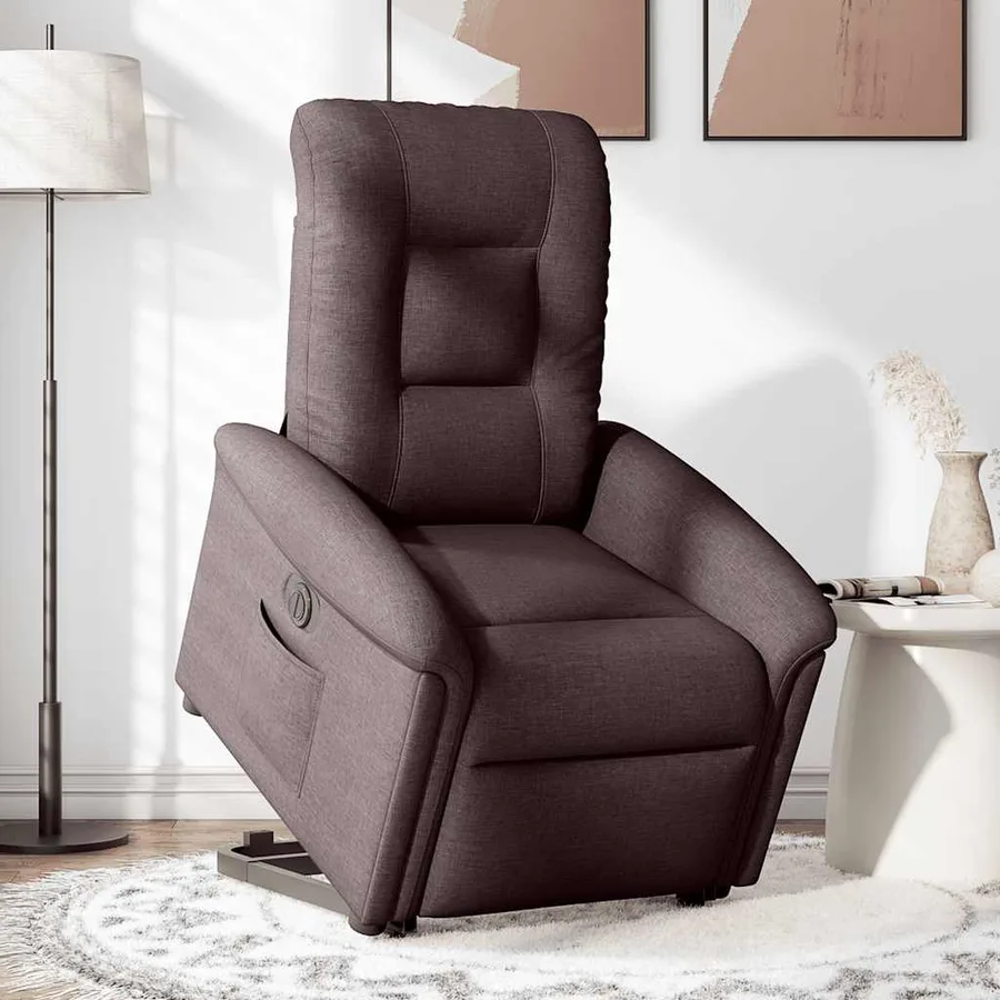Fauteuil inclinable électrique marron foncé tissu - 3