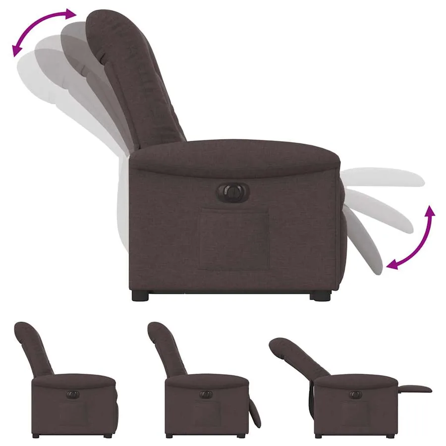Fauteuil inclinable électrique marron foncé tissu - 8