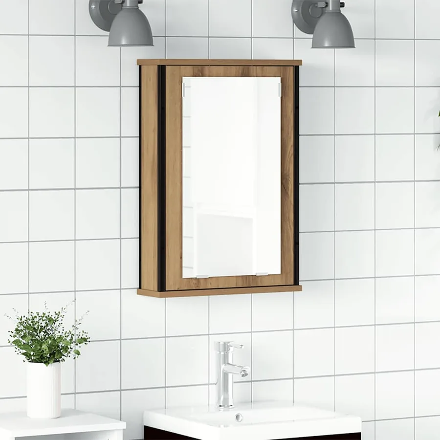 Armoire à miroir de salle de bain chêne artisanal 42x12x60 cm