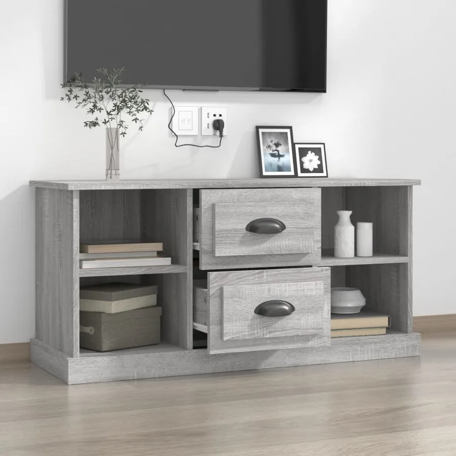 Meuble TV sonoma gris 99,5x35,5x48 cm bois d'ingénierie - 3