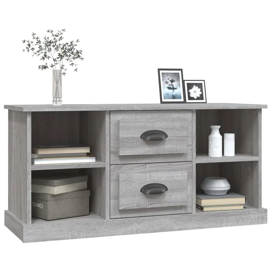 Meuble TV sonoma gris 99,5x35,5x48 cm bois d'ingénierie - 4