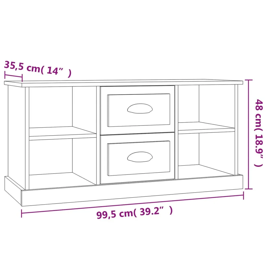 Meuble TV sonoma gris 99,5x35,5x48 cm bois d'ingénierie - 9