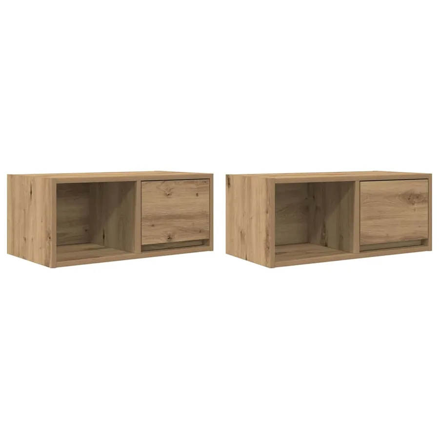 Meubles TV 2 pcs chêne artisanal 60x31x25,5cm bois d'ingénierie - 2