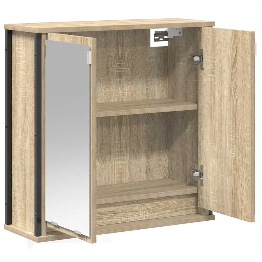 Armoire murale de salle de bain miroir chêne sonoma 60x21x60 cm - 4