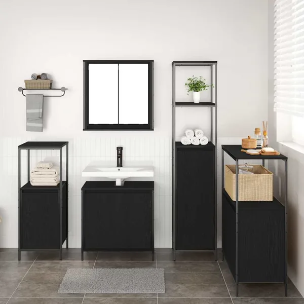 Ensemble de mobilier de salle de bain 5 pcs Chêne noir