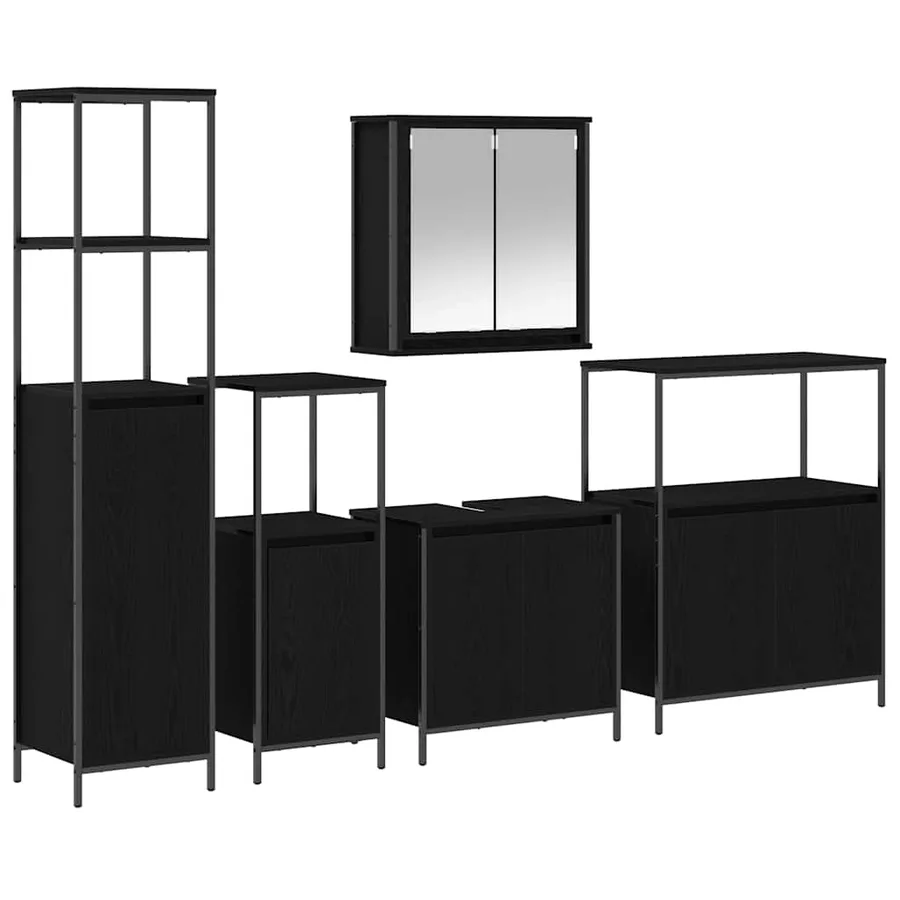 Ensemble de mobilier de salle de bain 5 pcs Chêne noir - 2