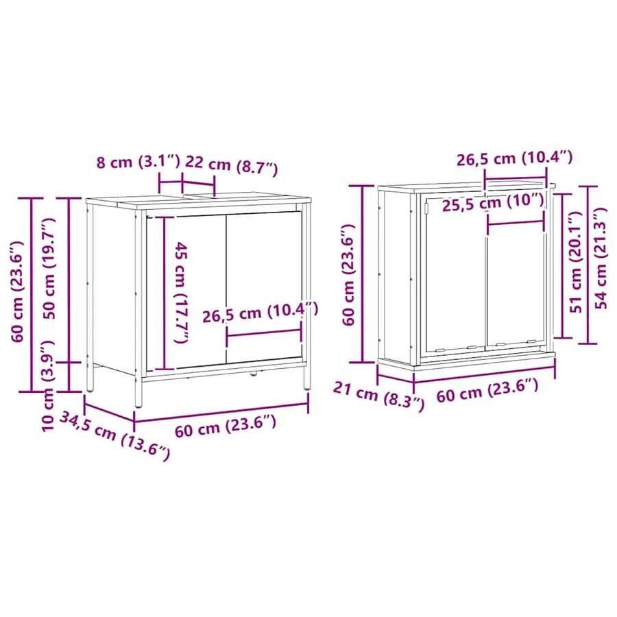 Ensemble de meubles de salle de bain 2 pcs en bois d'ingénierie chêne Sonoma - 8