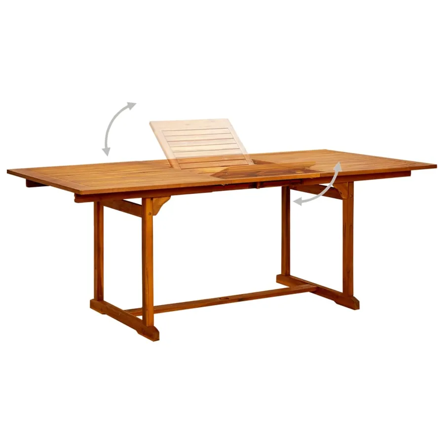 Table à dîner de jardin (150-200)x100x75cm Bois d'acacia massif - 3