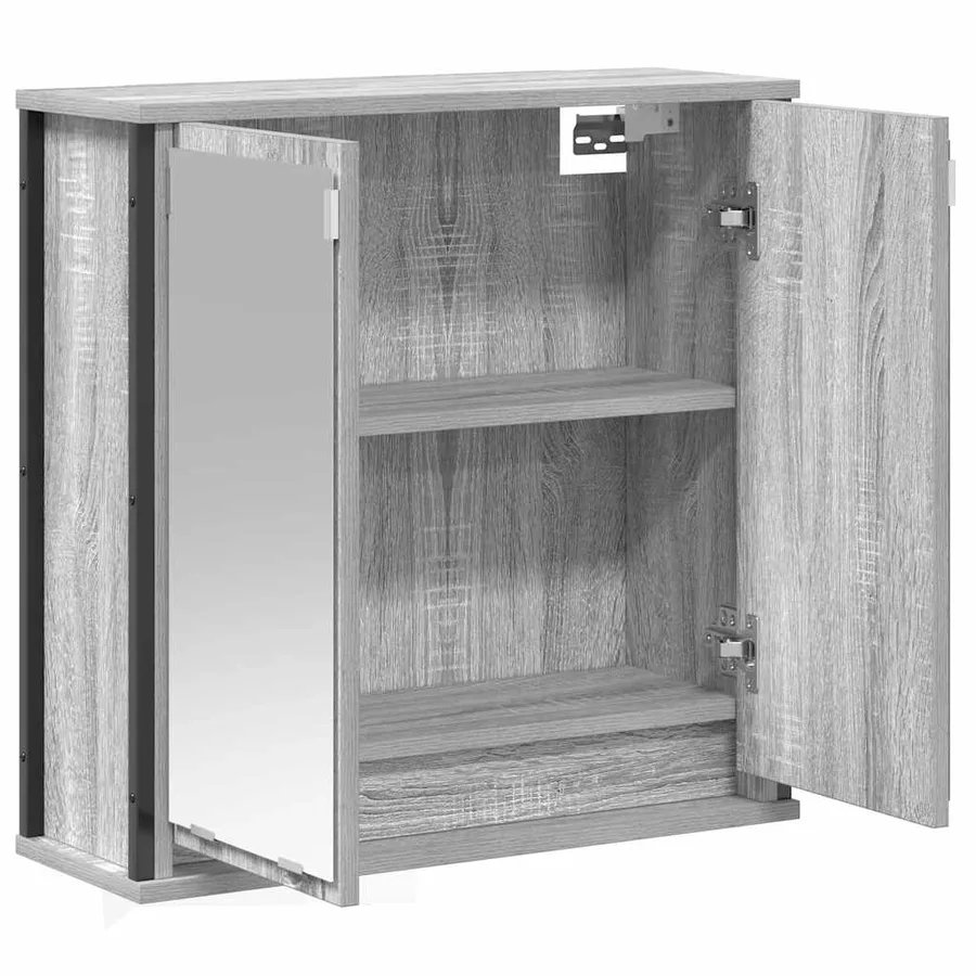 Armoire murale de salle de bain miroir sonoma gris 60x21x60 cm - 4