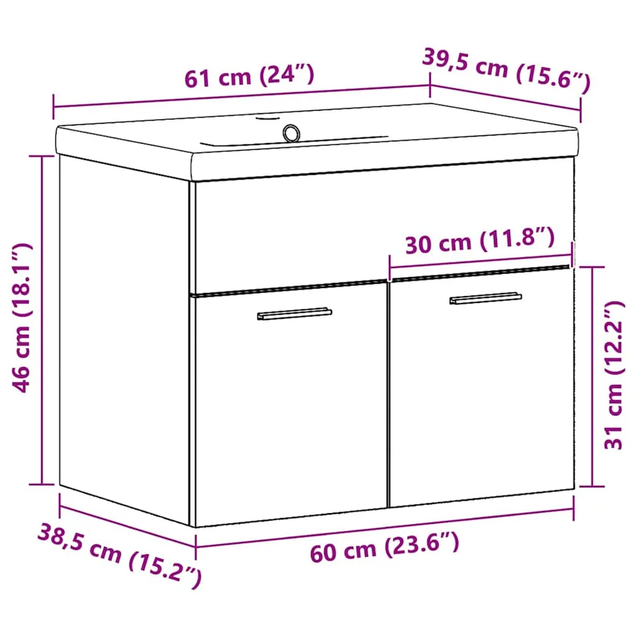 Cabinet de salle de bain avec tiroir Bois d'ingénierie - 12