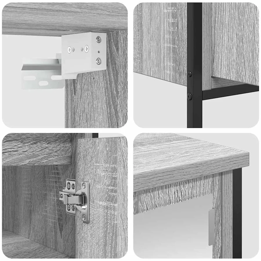 Ensemble de meubles de salle de bain 2 pcs en bois d'ingénierie gris Sonoma - 6