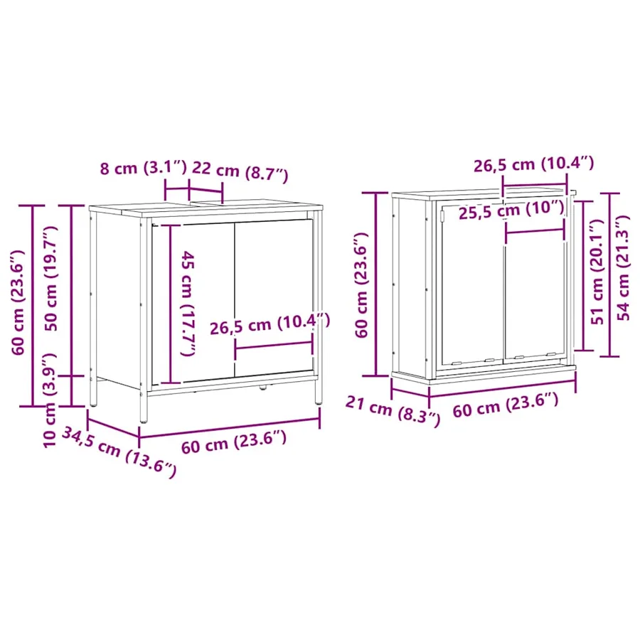 Ensemble de meubles de salle de bain 2 pcs en bois d'ingénierie gris Sonoma - 8