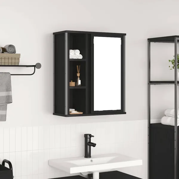 Armoire murale de salle de bain miroir chêne noir 50x21x60 cm