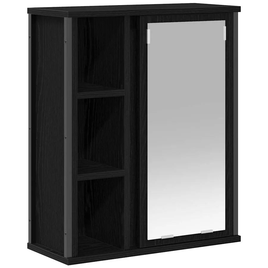 Armoire murale de salle de bain miroir chêne noir 50x21x60 cm - 2