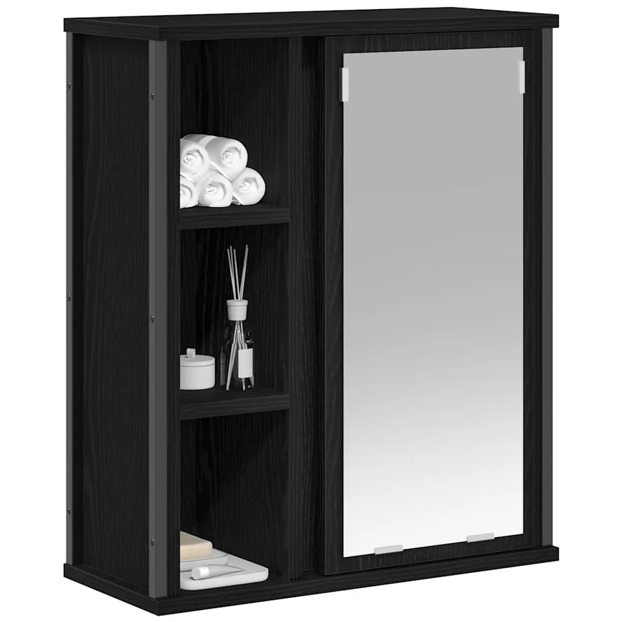 Armoire murale de salle de bain miroir chêne noir 50x21x60 cm - 4