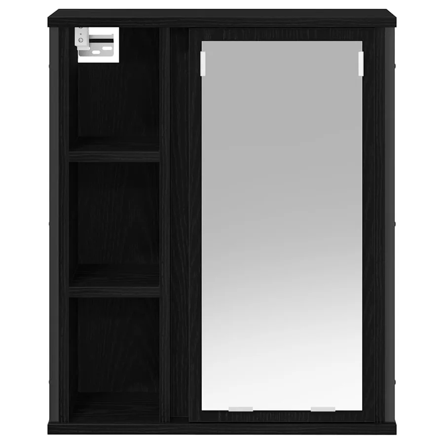 Armoire murale de salle de bain miroir chêne noir 50x21x60 cm - 6