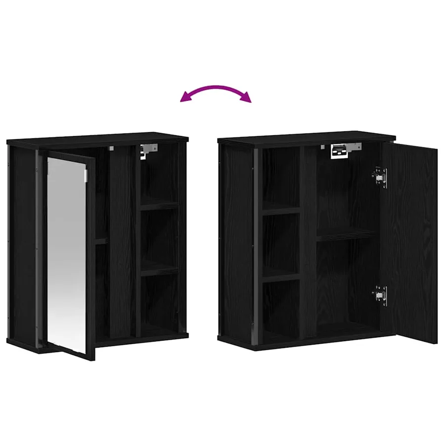 Armoire murale de salle de bain miroir chêne noir 50x21x60 cm - 9