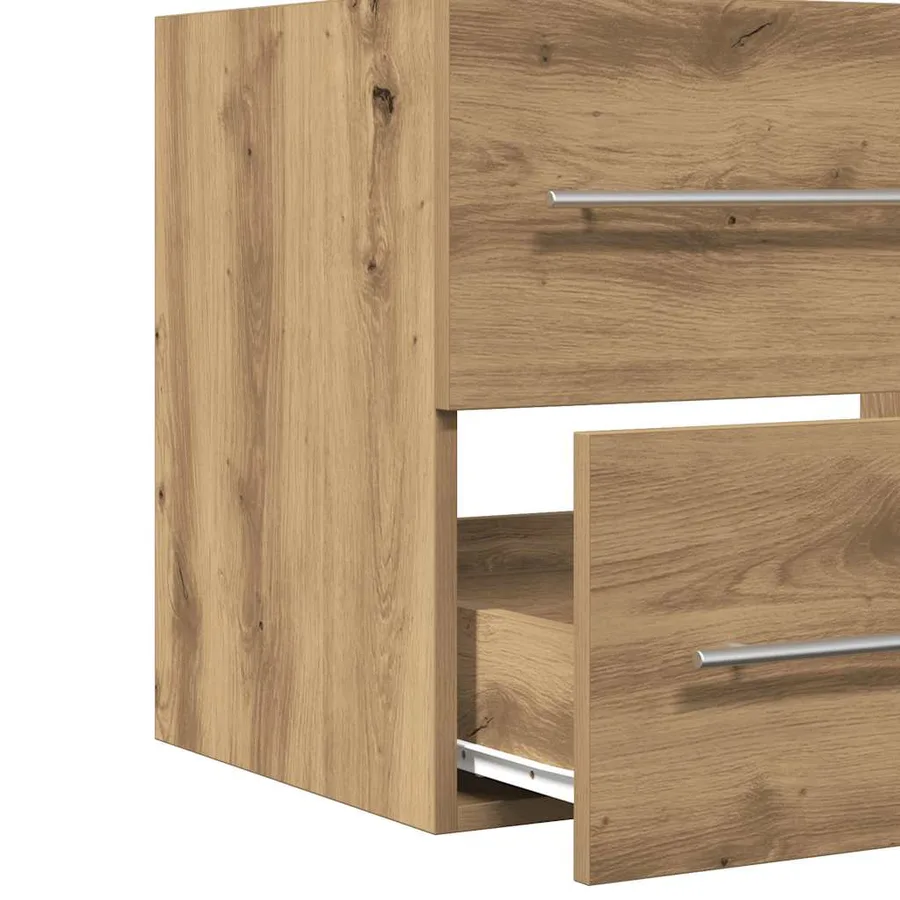 Armoire lavabo de salle de bain chêne artisanal bois ingénierie - 10