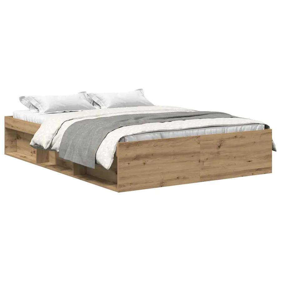 Cadre de lit sans matelas chêne artisanal 120x190 cm - 2