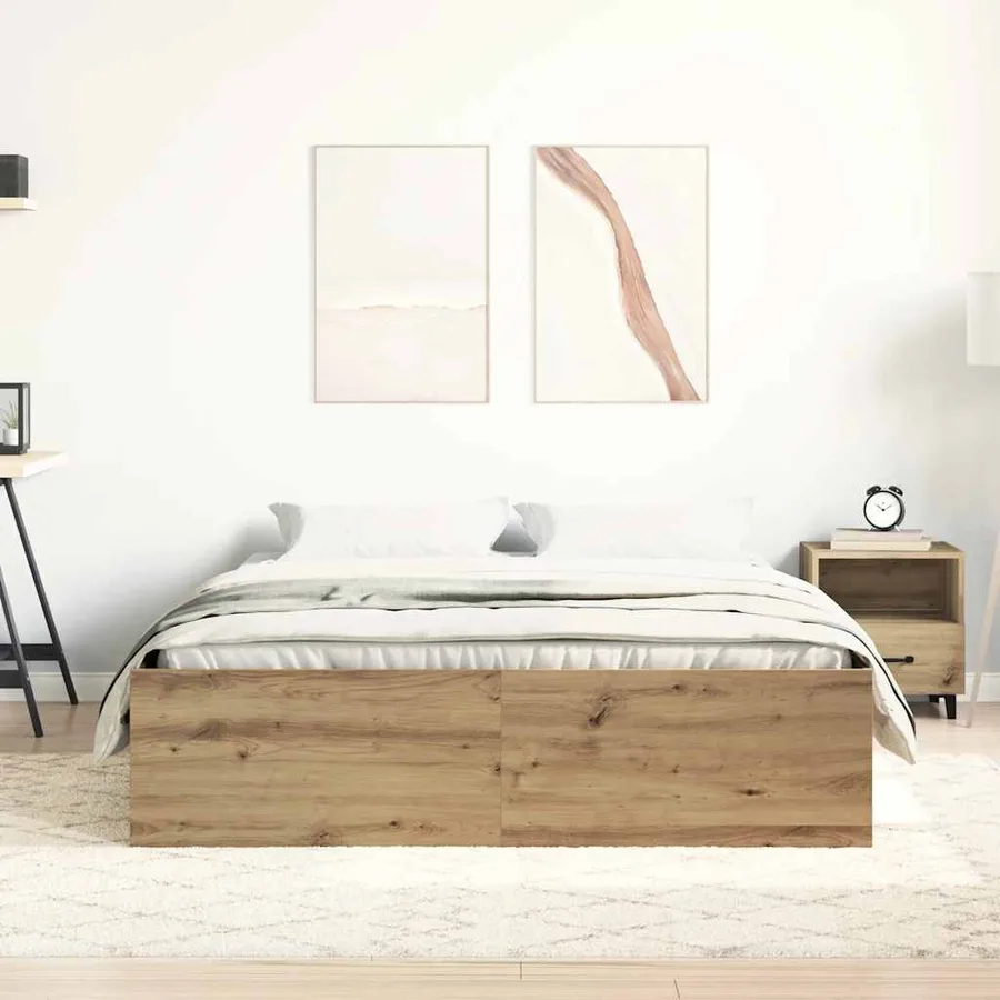 Cadre de lit sans matelas chêne artisanal 120x190 cm - 3