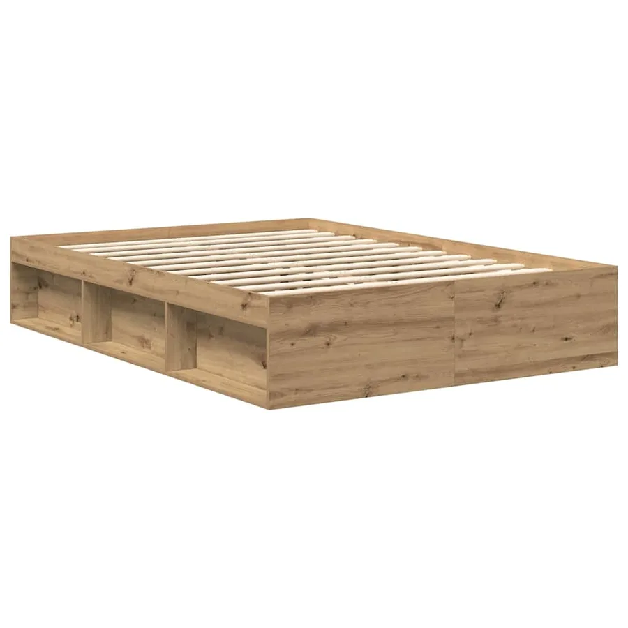 Cadre de lit sans matelas chêne artisanal 120x190 cm - 4