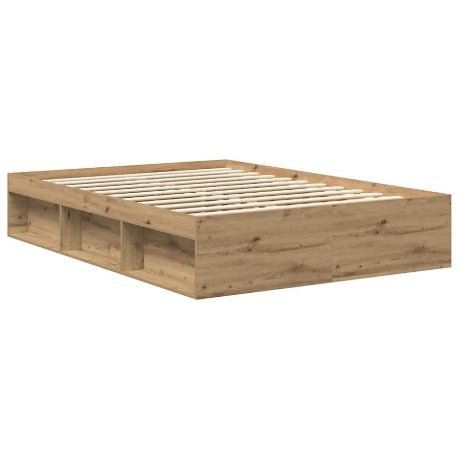 Cadre de lit sans matelas chêne artisanal 120x190 cm - 7