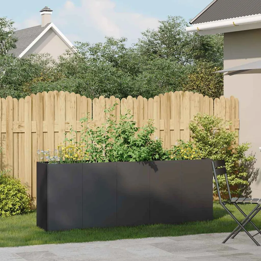 Jardinière noir 200x40x80 cm acier laminé à froid - 3
