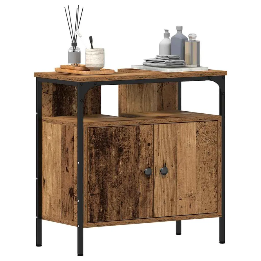 Armoire lavabo de salle de bain vieux bois 60x30x60 cm - 13