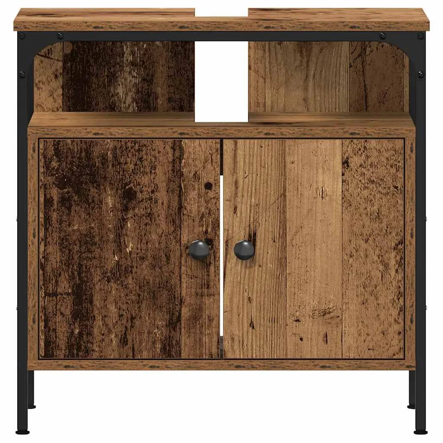 Armoire lavabo de salle de bain vieux bois 60x30x60 cm - 5