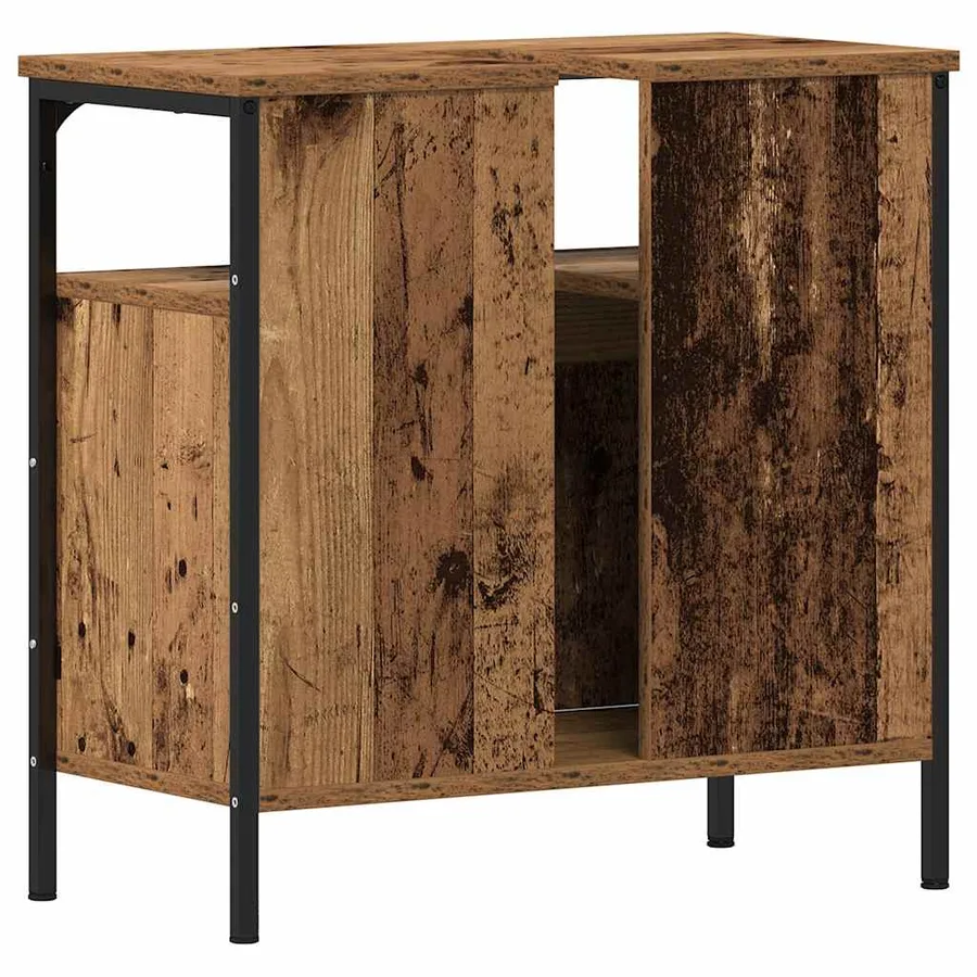 Armoire lavabo de salle de bain vieux bois 60x30x60 cm - 6