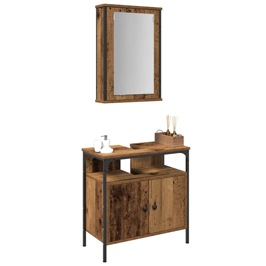 Ensemble de mobilier de salle de bain avec étagère 2 pcs Marron - 2