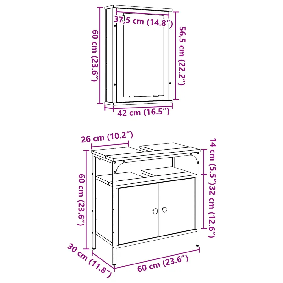 Ensemble de mobilier de salle de bain avec étagère 2 pcs Marron - 7