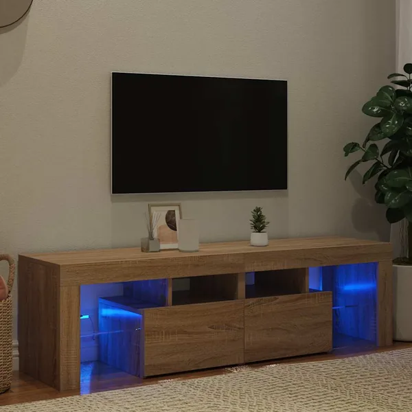 Meuble TV avec lumières LED Chêne sonoma 140x36,5x40 cm