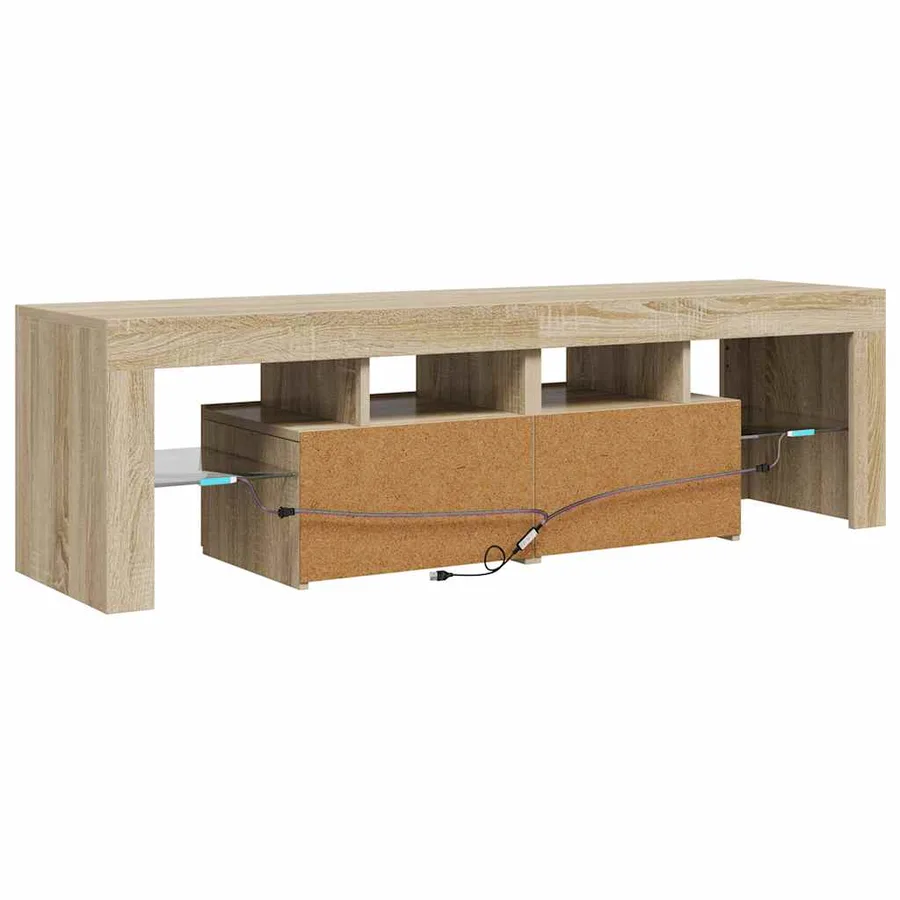 Meuble TV avec lumières LED Chêne sonoma 140x36,5x40 cm - 11