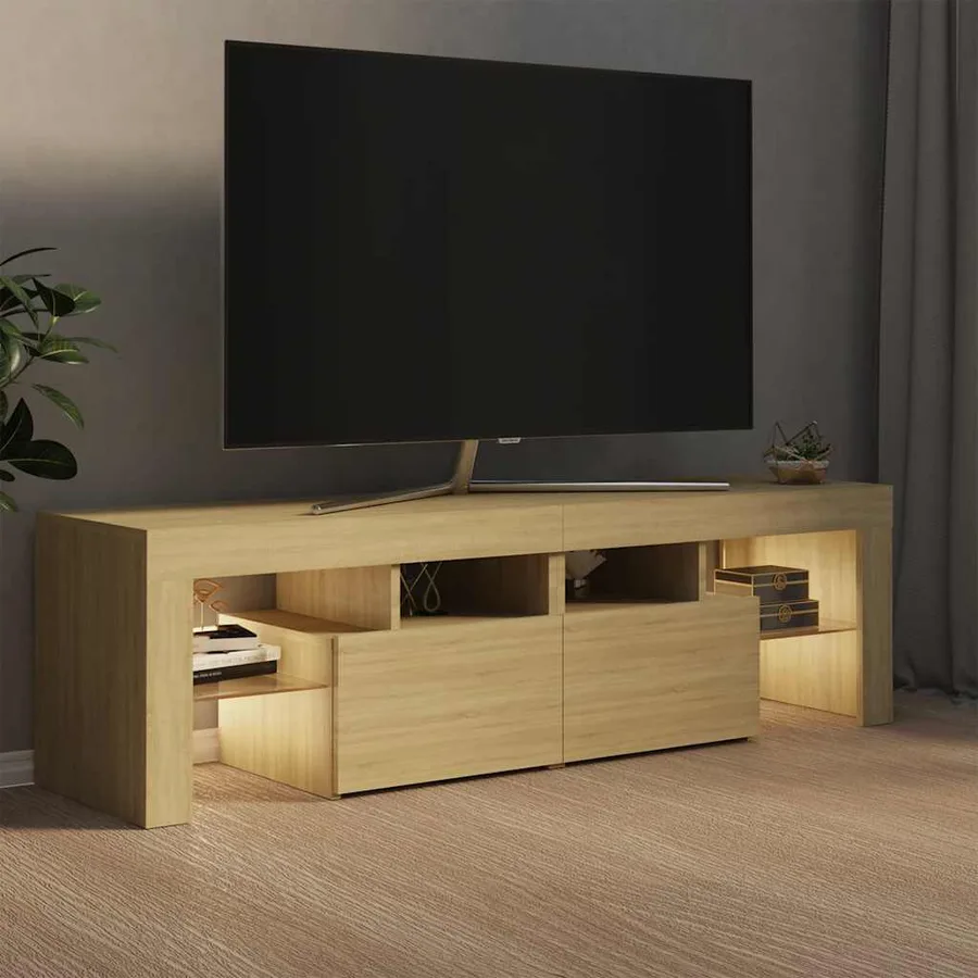 Meuble TV avec lumières LED Chêne sonoma 140x36,5x40 cm - 3
