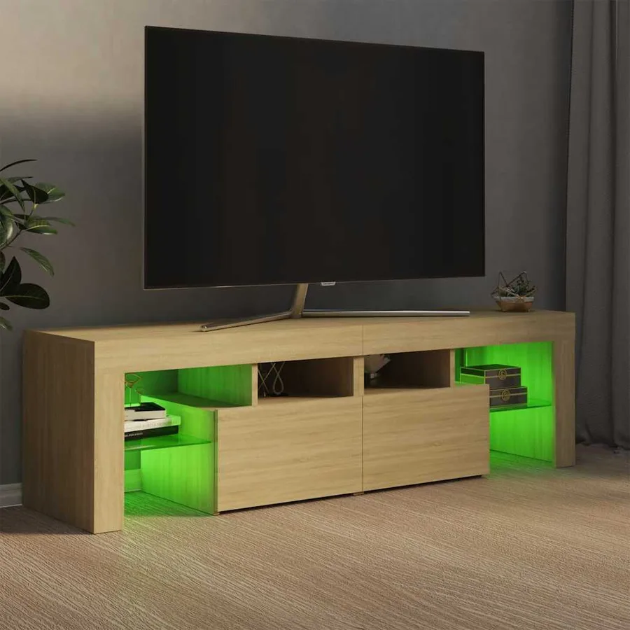Meuble TV avec lumières LED Chêne sonoma 140x36,5x40 cm - 4