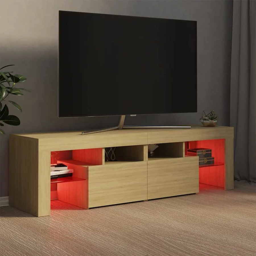 Meuble TV avec lumières LED Chêne sonoma 140x36,5x40 cm - 5