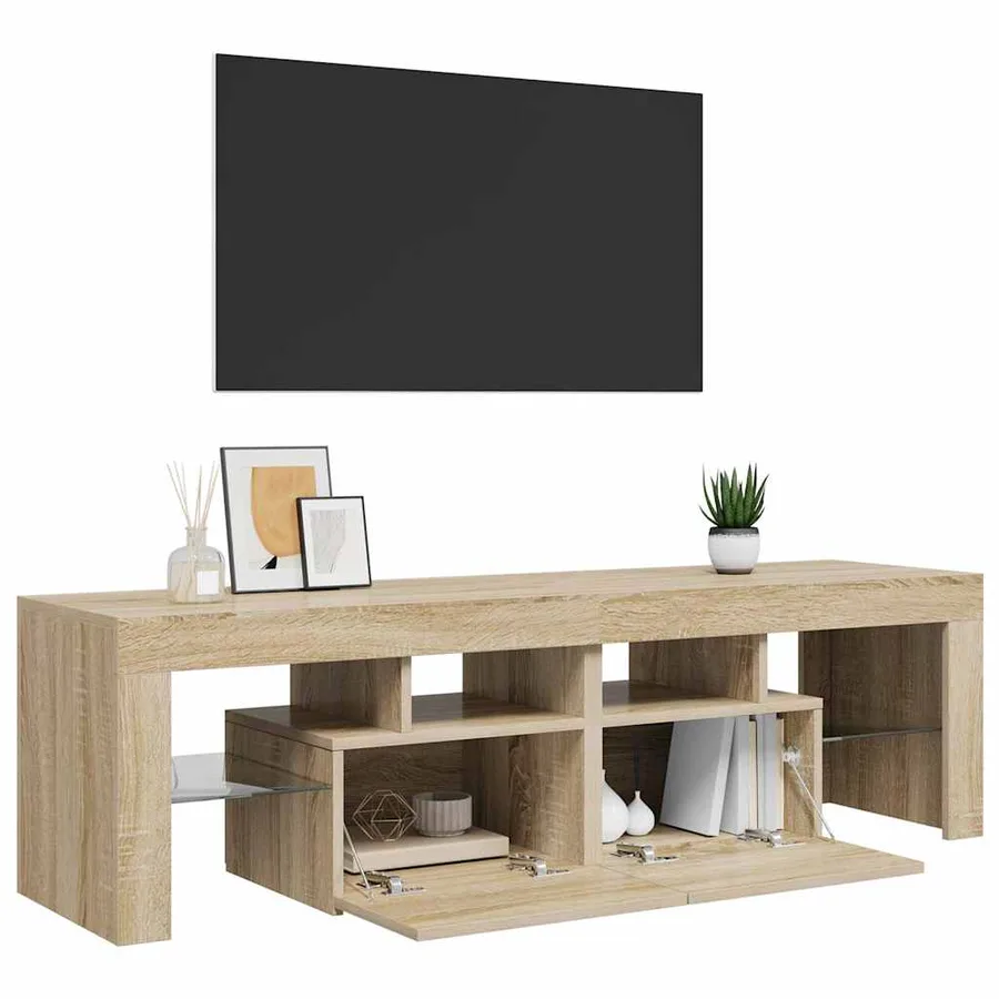 Meuble TV avec lumières LED Chêne sonoma 140x36,5x40 cm - 6
