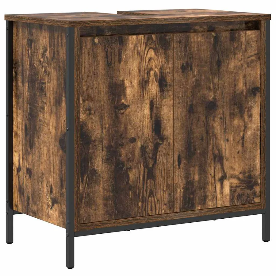Ensemble de mobilier de salle de bain 5 pcs Chêne fumé et noir - 6