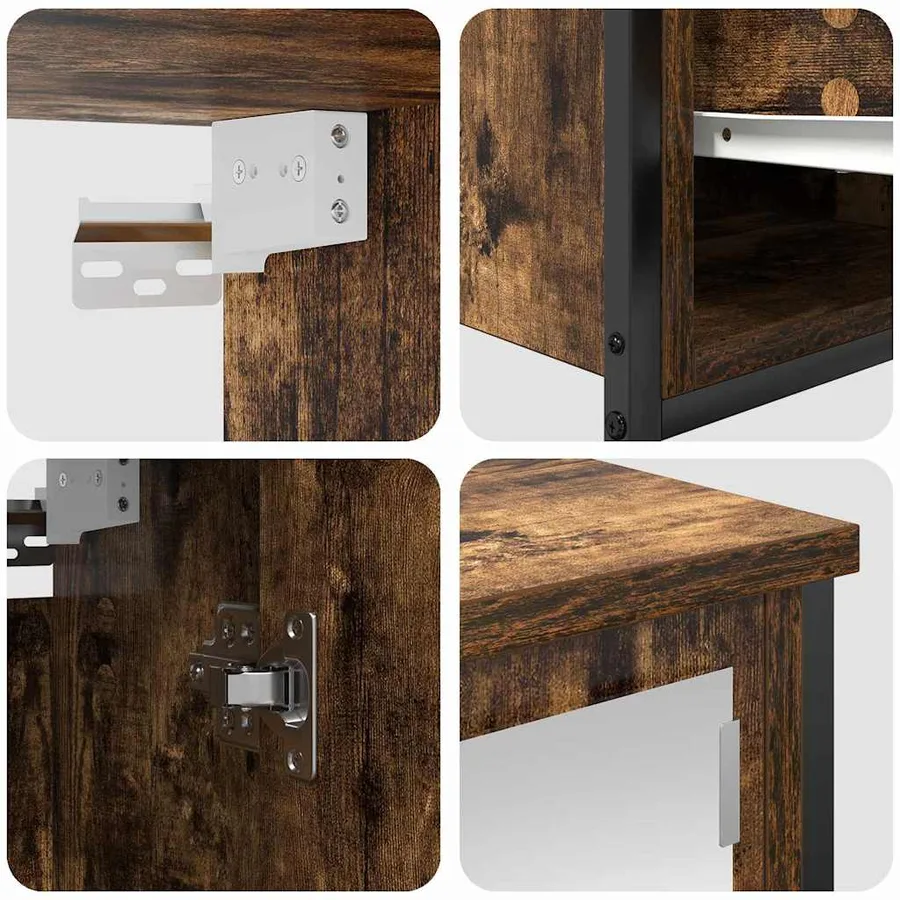 Ensemble de mobilier de salle de bain 5 pcs Chêne fumé et noir - 8