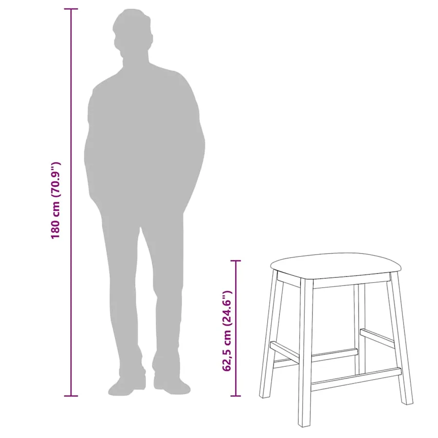 Chaises de bar avec coussins 2 pcs blanc bois massif d'hévéa - 12