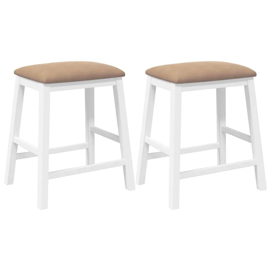 Chaises de bar avec coussins 2 pcs blanc bois massif d'hévéa - 2