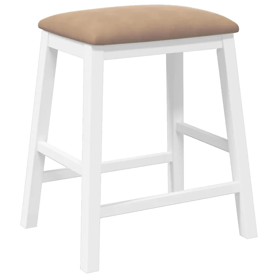 Chaises de bar avec coussins 2 pcs blanc bois massif d'hévéa - 4